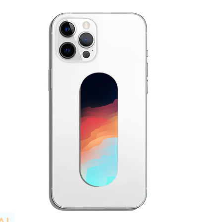 A phone grip slider applied to the back of a smartphone.