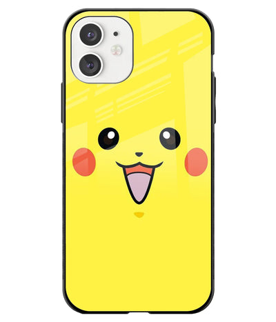 A front-on view of a glass phone case with a colorful design.