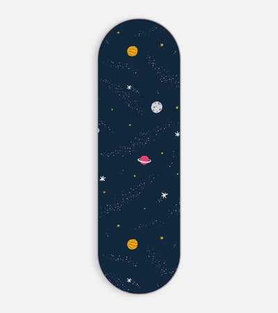 Mobile phone grip slider with a colorful design on a white background