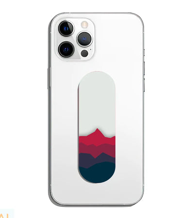 A phone grip slider applied to the back of a smartphone.
