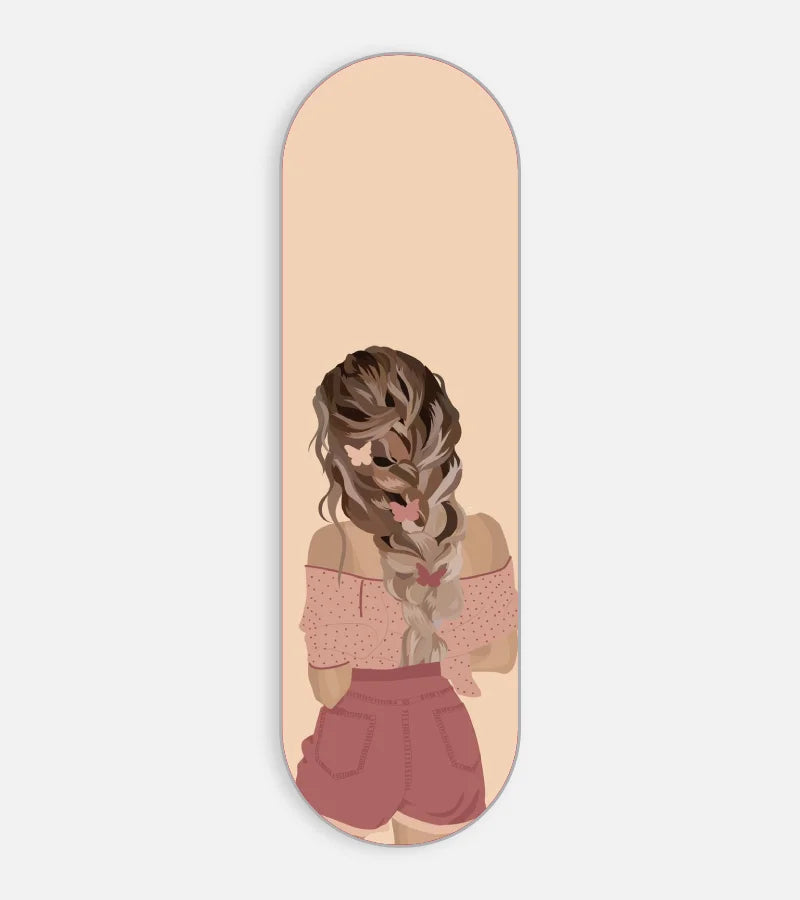 Mobile phone grip slider with a colorful design on a white background