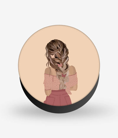 Mobile phone grip with a colorful design on a white background