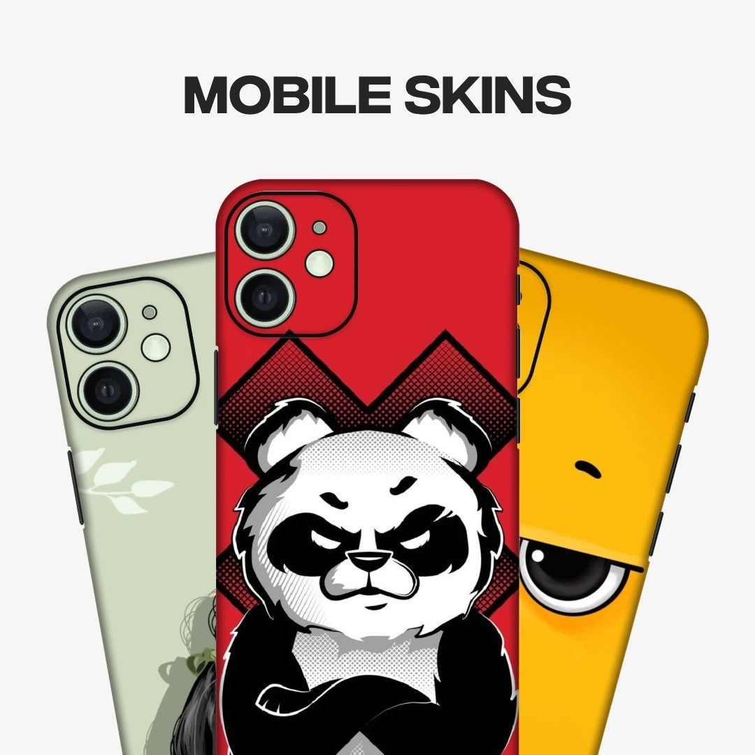 Banner featuring vibrant Mobile Skins with the text "Mobile Skins".