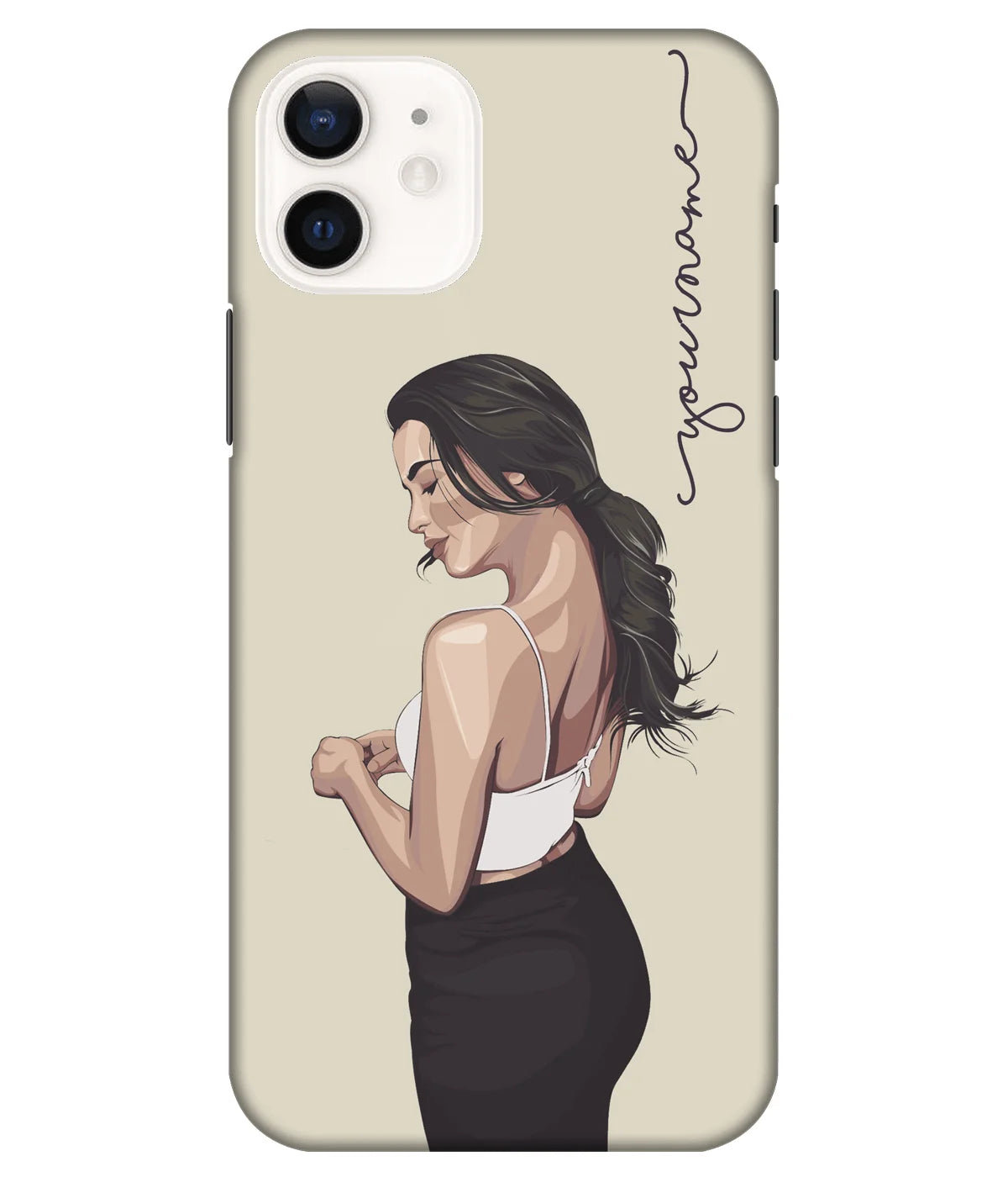 A product shot of a slim hard case with a customizable name.