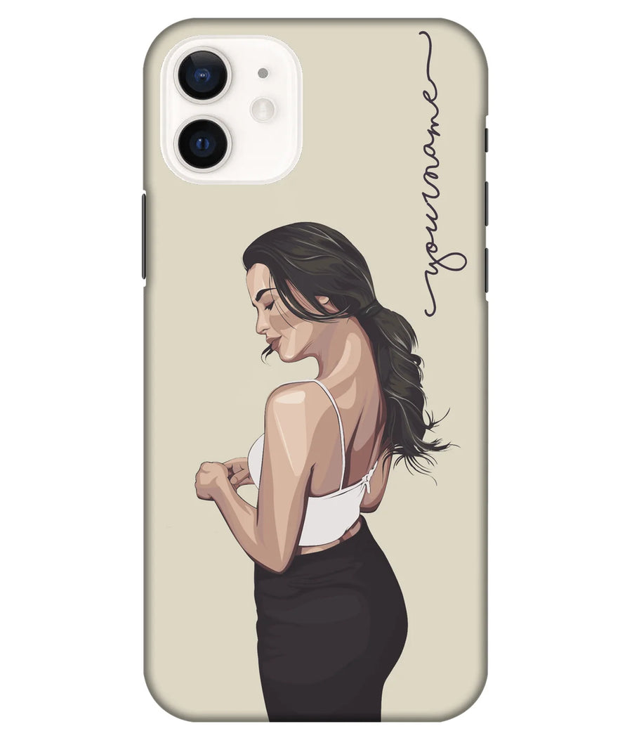 Modern illustration Girl Slim Hard Custom Name Case