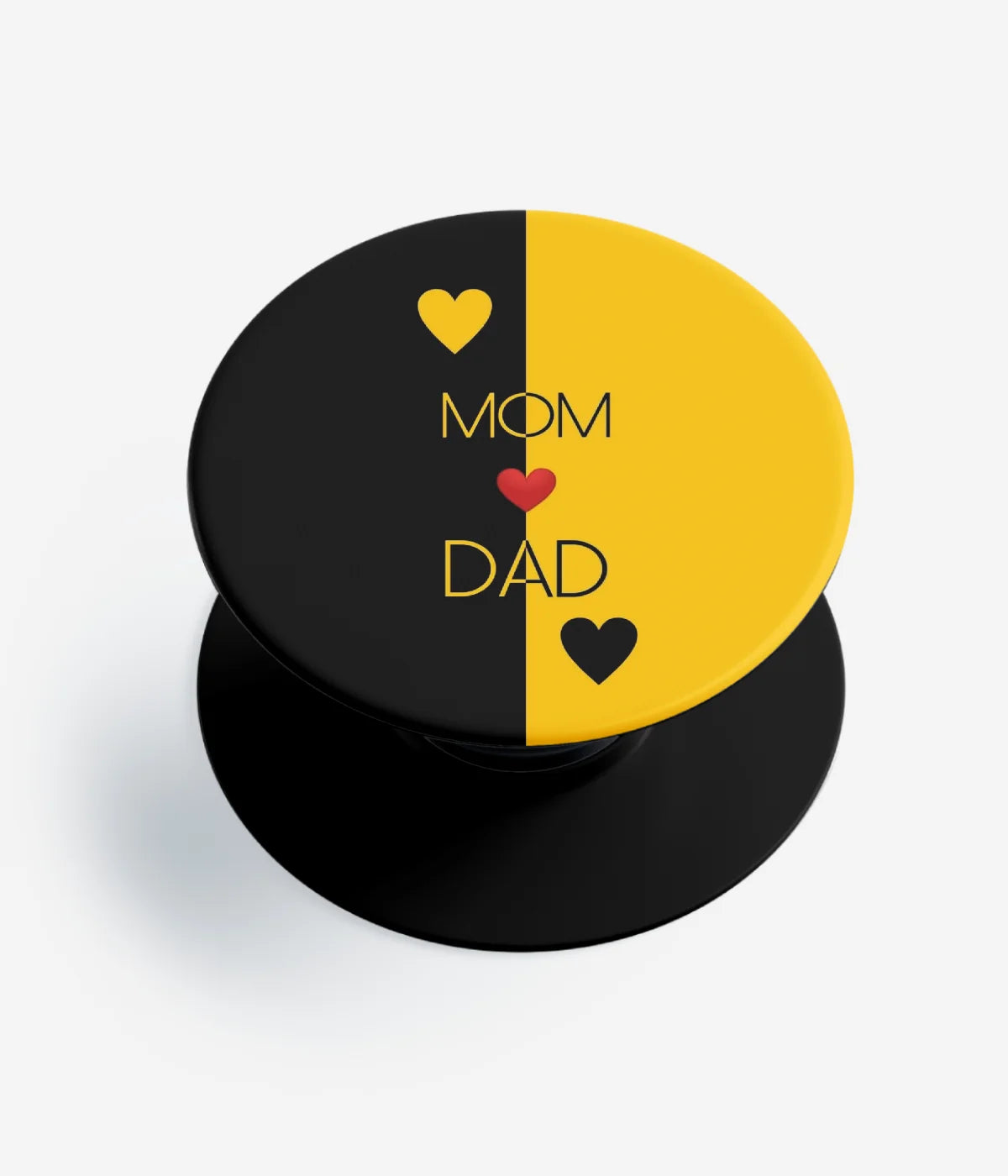 A top-down view of a phone grip holder on a clean white background