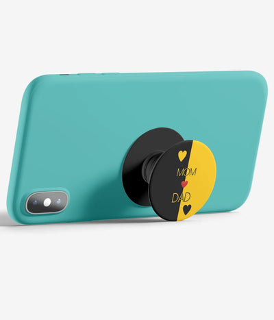 An image demonstrating how to use the phone grip as a stand to hold a mobile phone in landscape mode for hands-free viewing