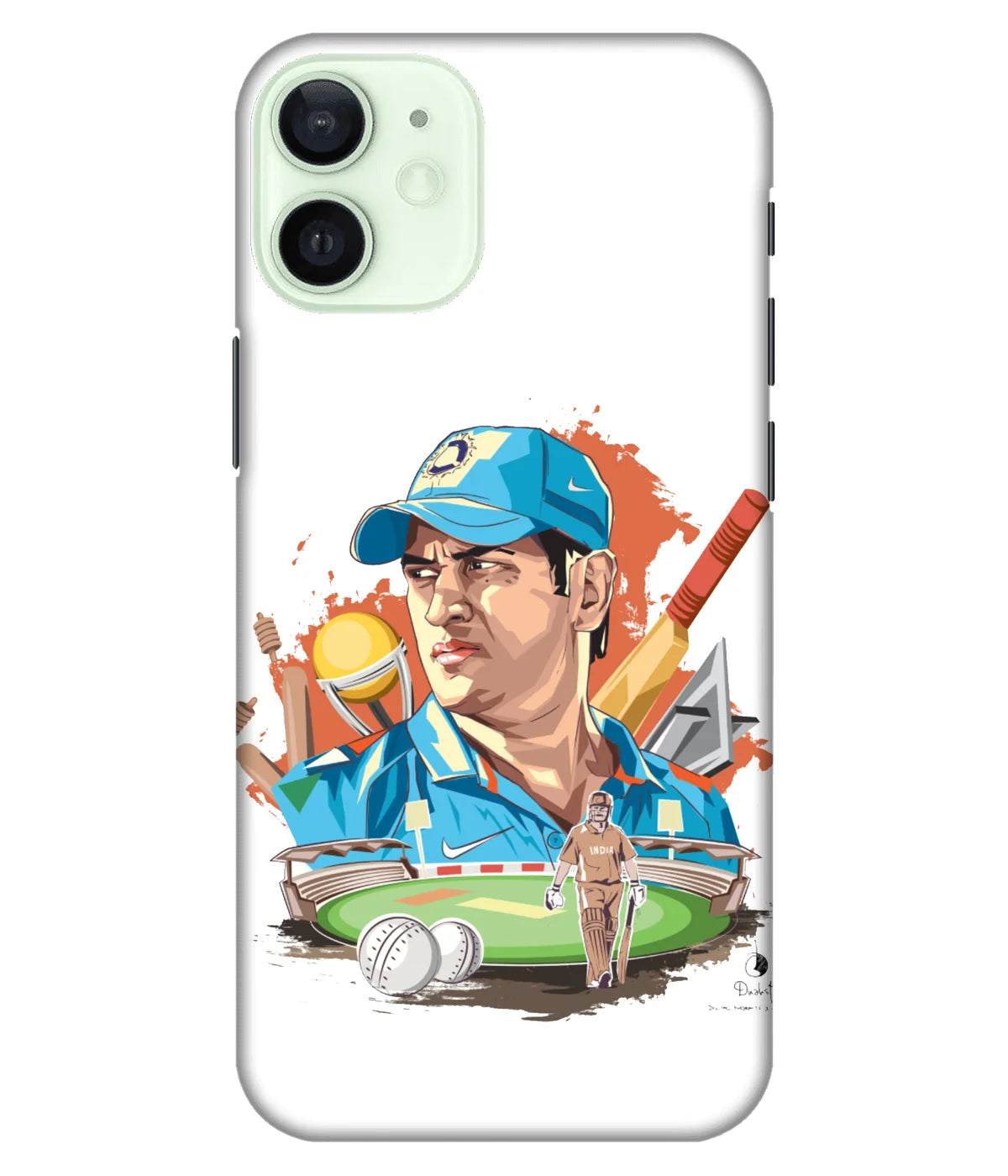 A product shot of a slim hard case with a colorful design.