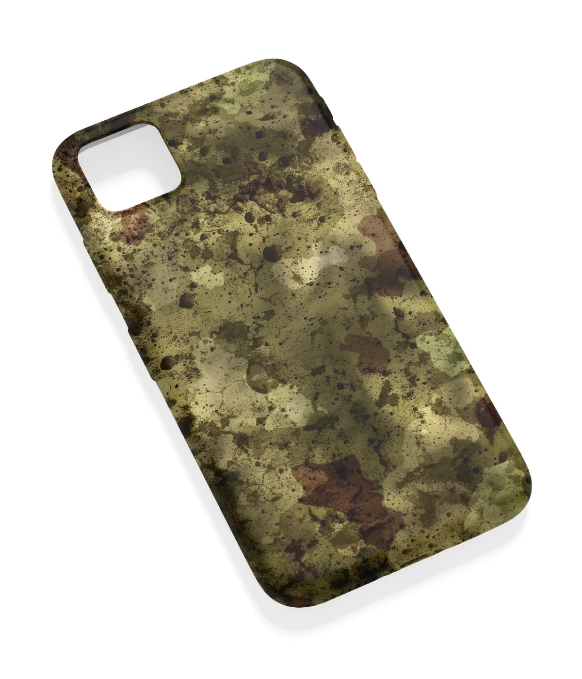 An angled view of a soft silicone case featuring a vibrant design.