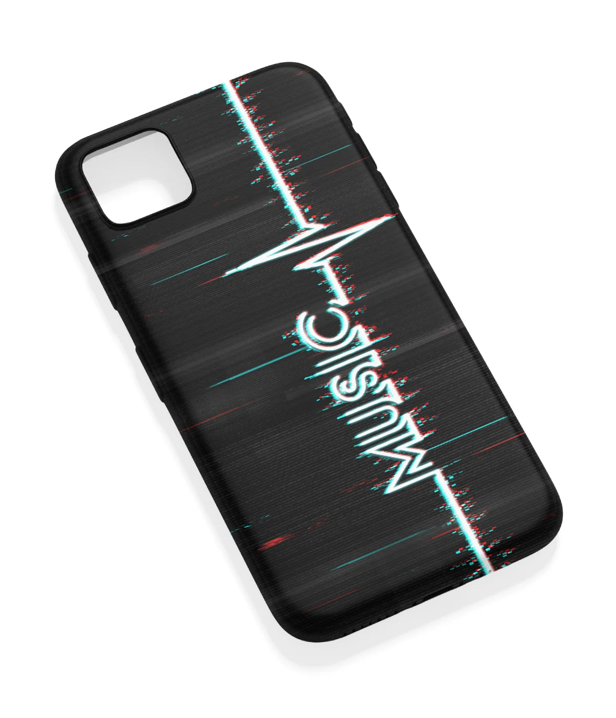 An angled view of a soft silicone case featuring a vibrant design.