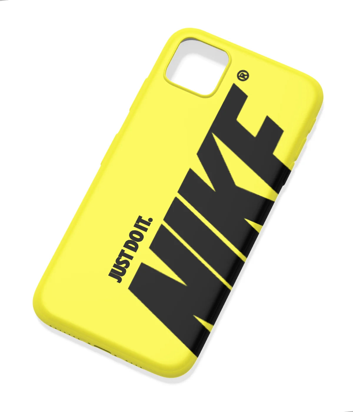 An angled view of a soft silicone case featuring a colorful design.