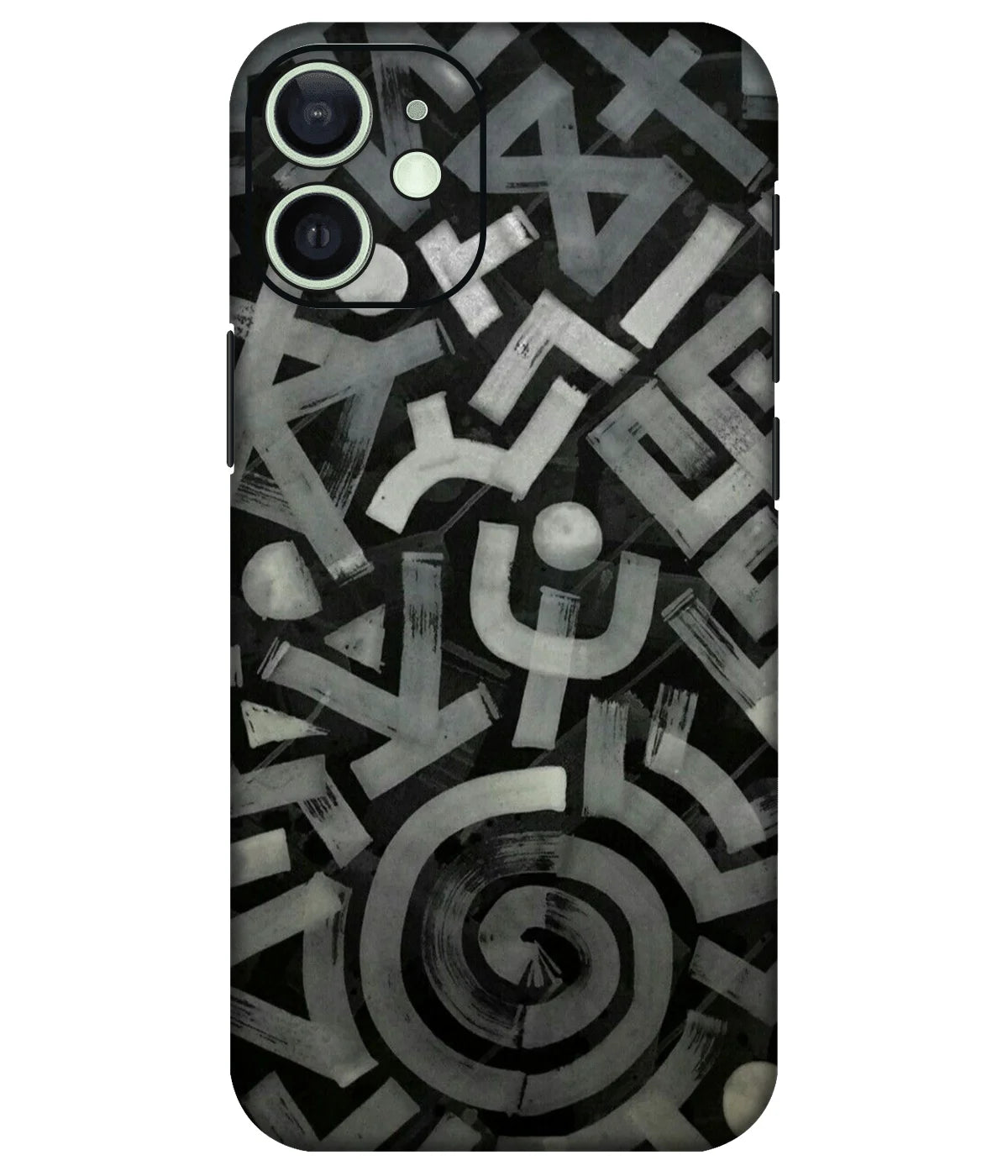 Image of a phone case featuring a mobile skin with a graphic design.