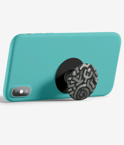 An image demonstrating how to use the phone grip as a stand to hold a mobile phone in landscape mode for hands-free viewing