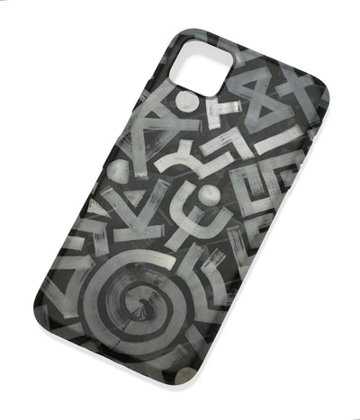 An angled view of a soft silicone case featuring a colorful design.