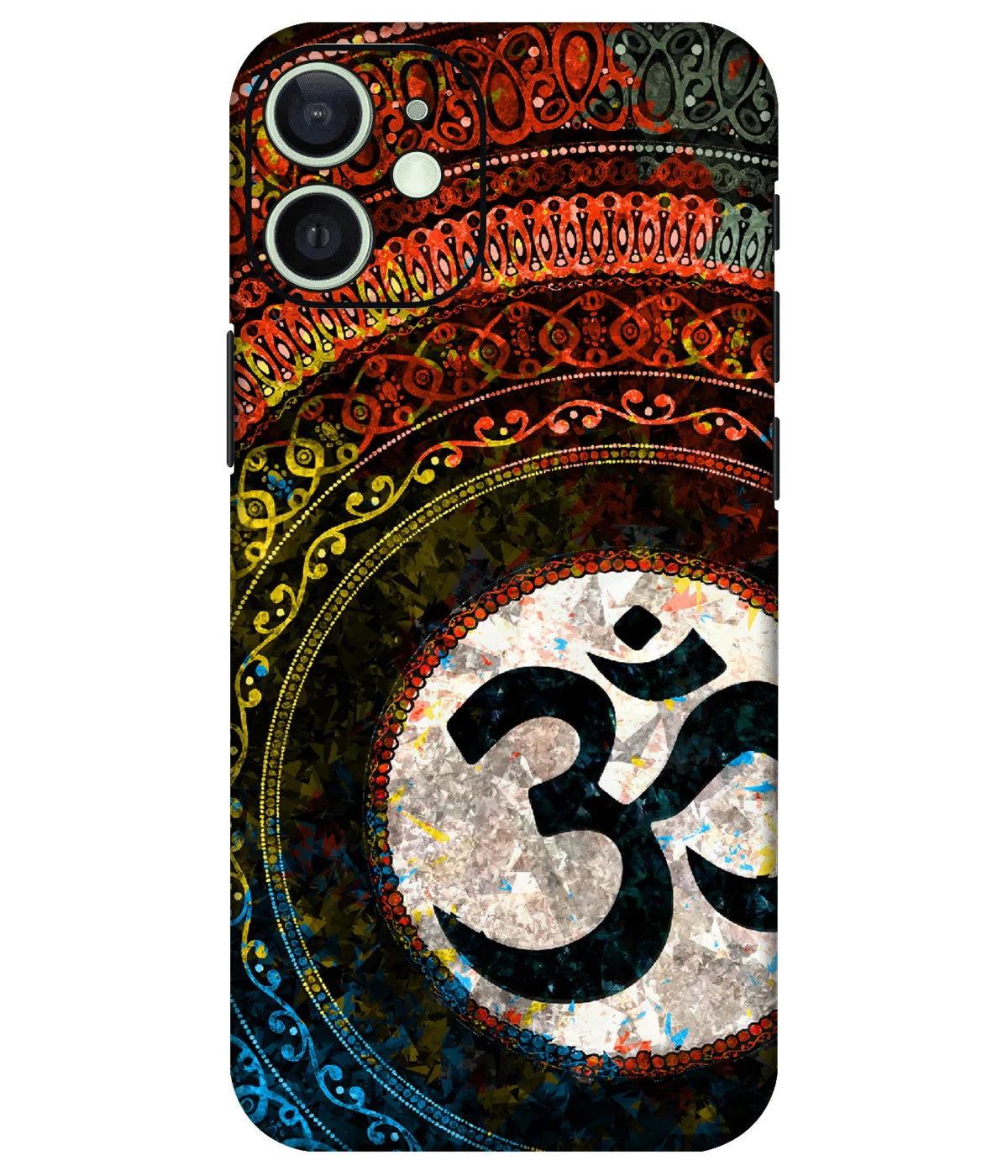Image of a phone case featuring a mobile skin with a graphic design.