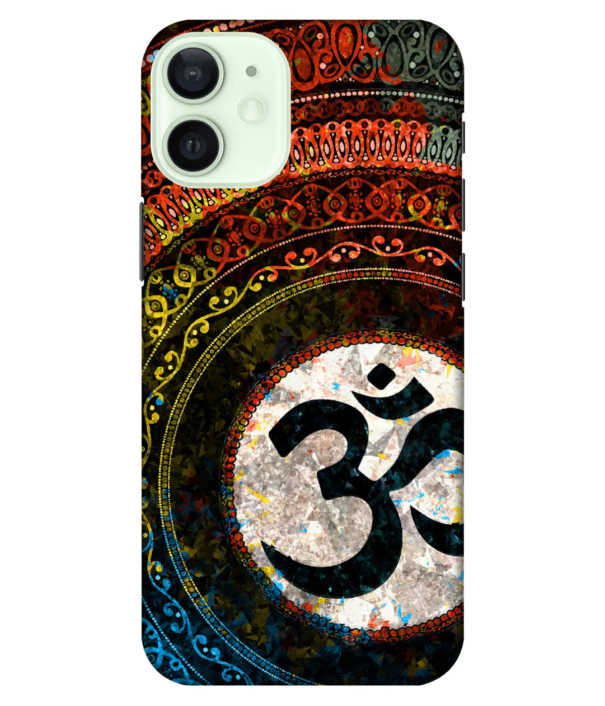 A product shot of a slim hard case with a colorful design.