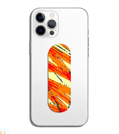 A phone grip slider applied to the back of a smartphone.