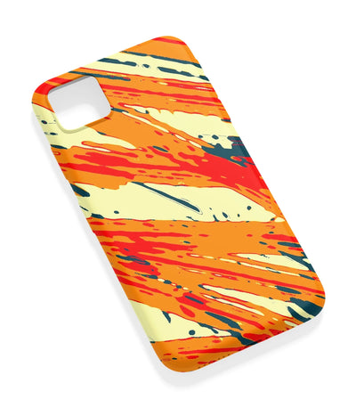 An angled view of a soft silicone case featuring a vibrant design.