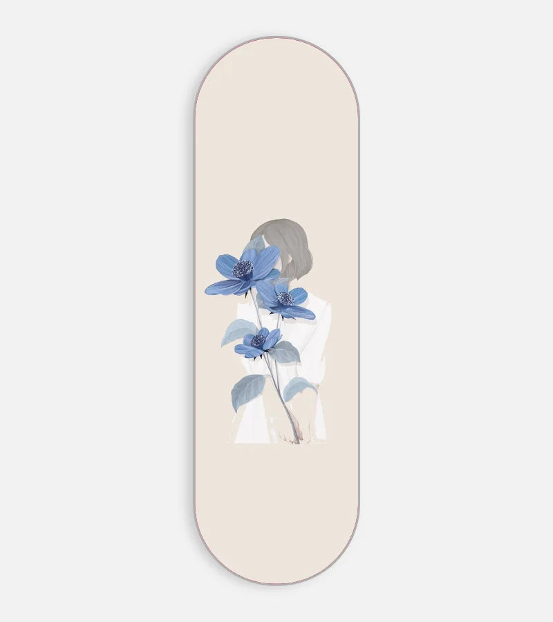 Mobile phone grip slider with a colorful design on a white background