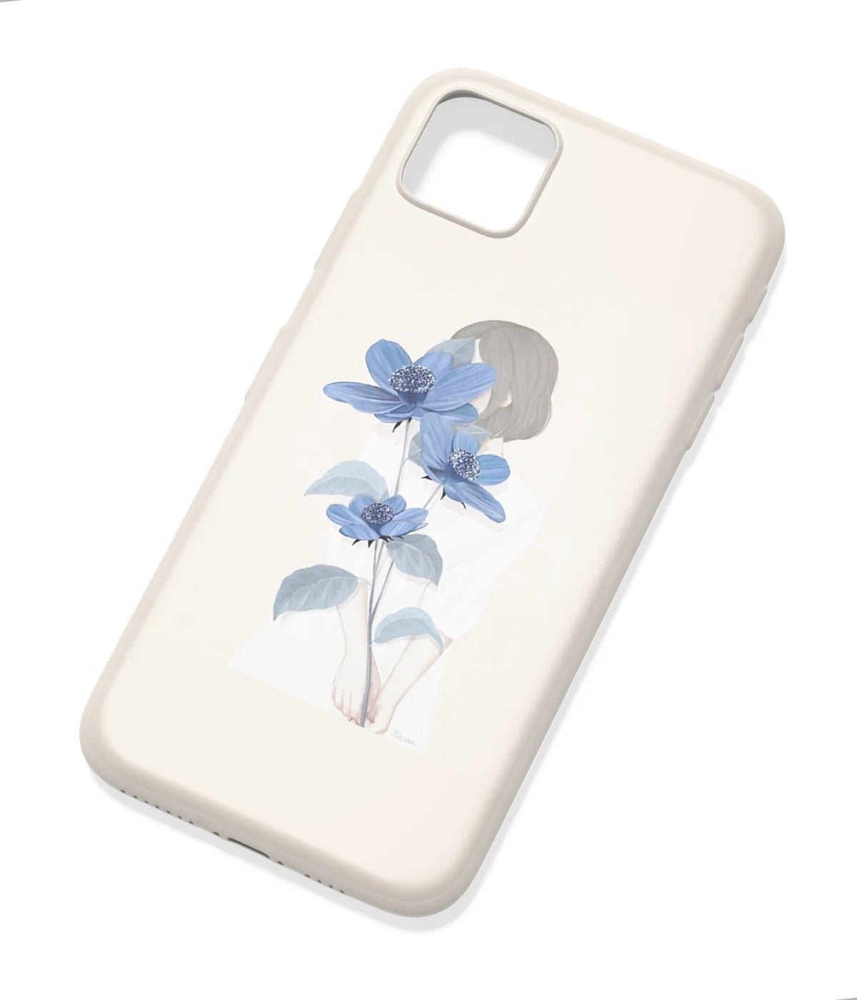 An angled view of a soft silicone case featuring a colorful design.