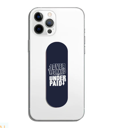 A phone grip slider applied to the back of a smartphone.