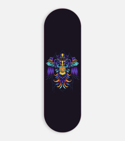Mobile phone grip slider with a colorful design on a white background