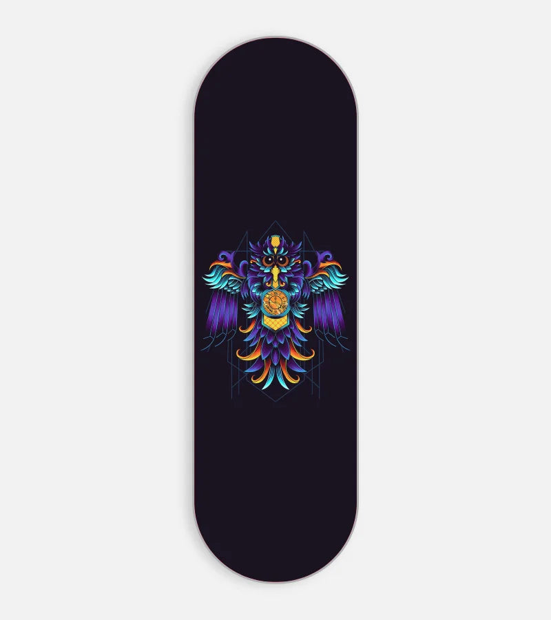Mobile phone grip slider with a colorful design on a white background