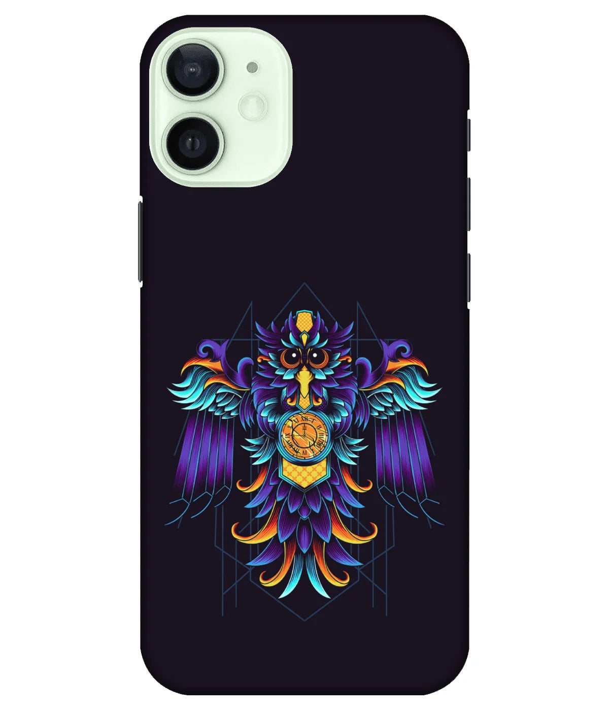 A product shot of a slim hard case with a colorful design.