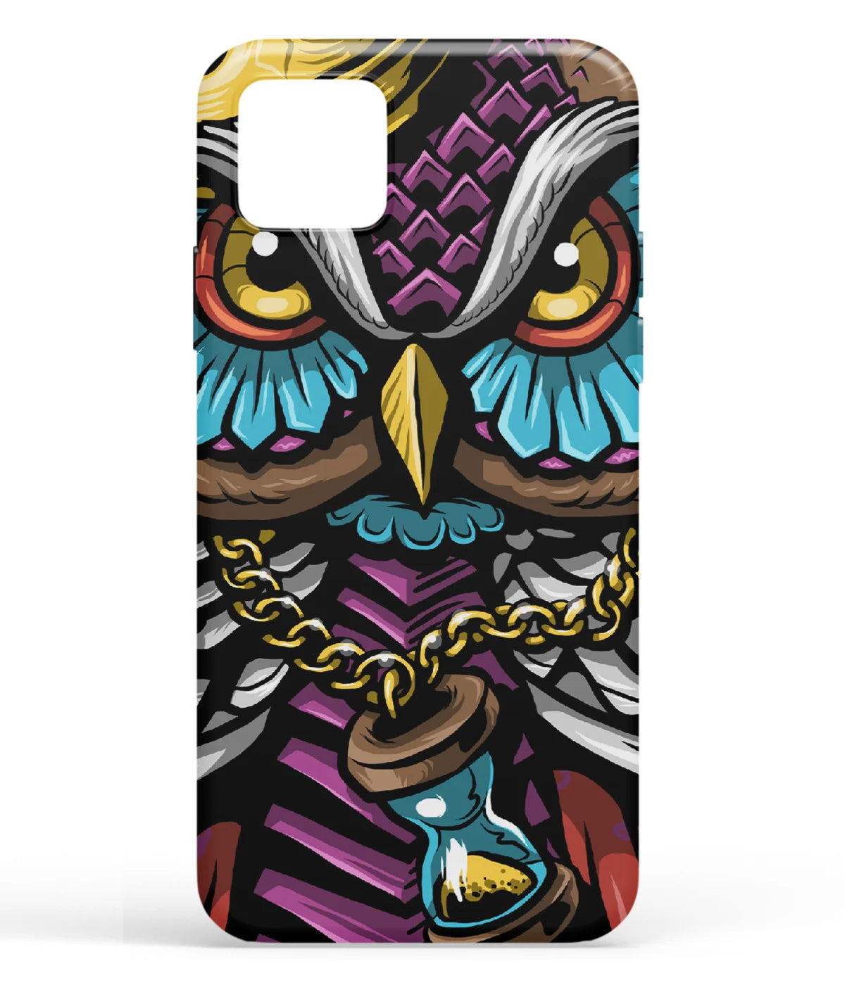 A front-on view of soft silicone phone case with a colorful design.