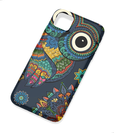 An angled view of a soft silicone case featuring a colorful design.