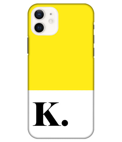 A product shot of a slim hard case with a customizable name in yellow color.