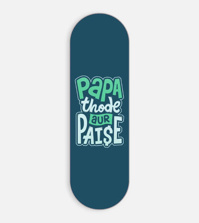 Mobile phone grip slider with a colorful design on a white background