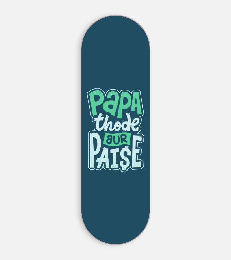 Mobile phone grip slider with a colorful design on a white background