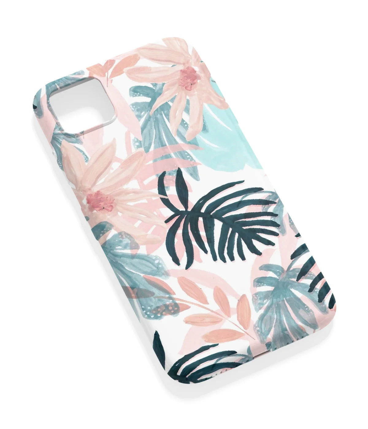 An angled view of a soft silicone case featuring a vibrant design.