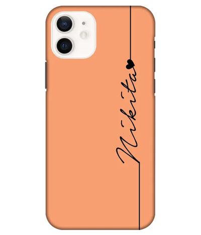 A product shot of a slim hard case with a customizable name kumquat color.