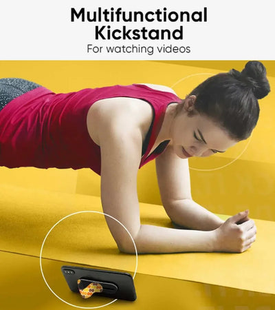 An image showcasing the phone grip slider's ability to be used in landscape mode for watching videos.