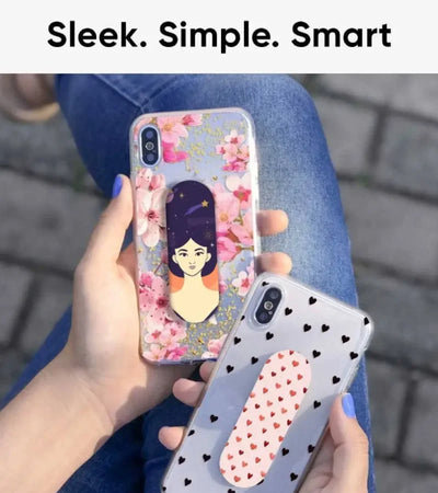 An image displaying a variety of phone grip slider designs, styled with a sleek, simple, and smart aesthetic.