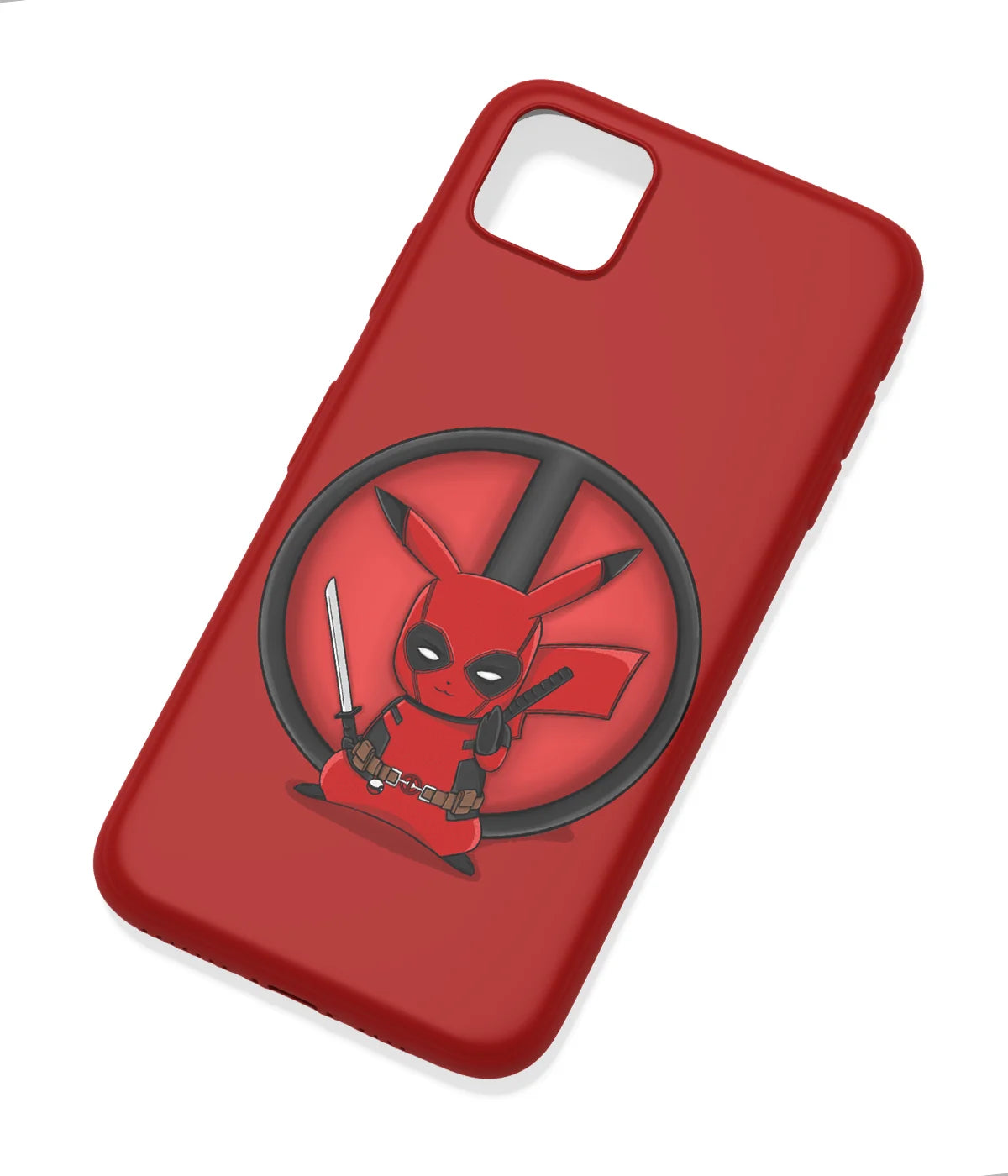 An angled view of a soft silicone case featuring a colorful design.