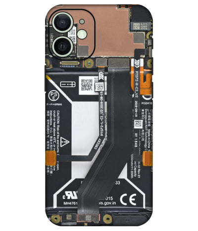 Image of a phone case featuring a mobile skin with a graphic design.