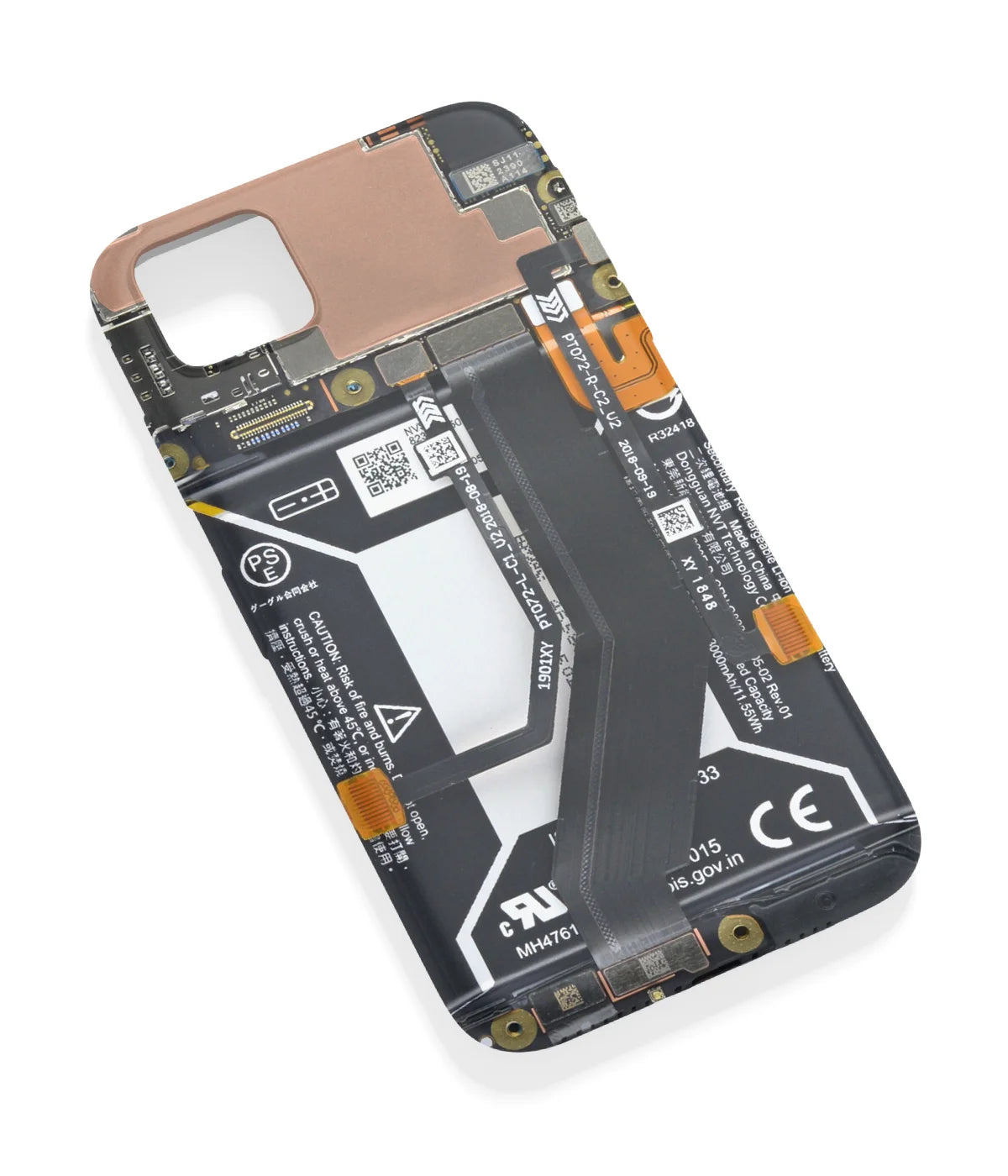 An angled view of a soft silicone case featuring a vibrant design.