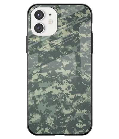 A front-on view of a glass phone case with a colorful design.