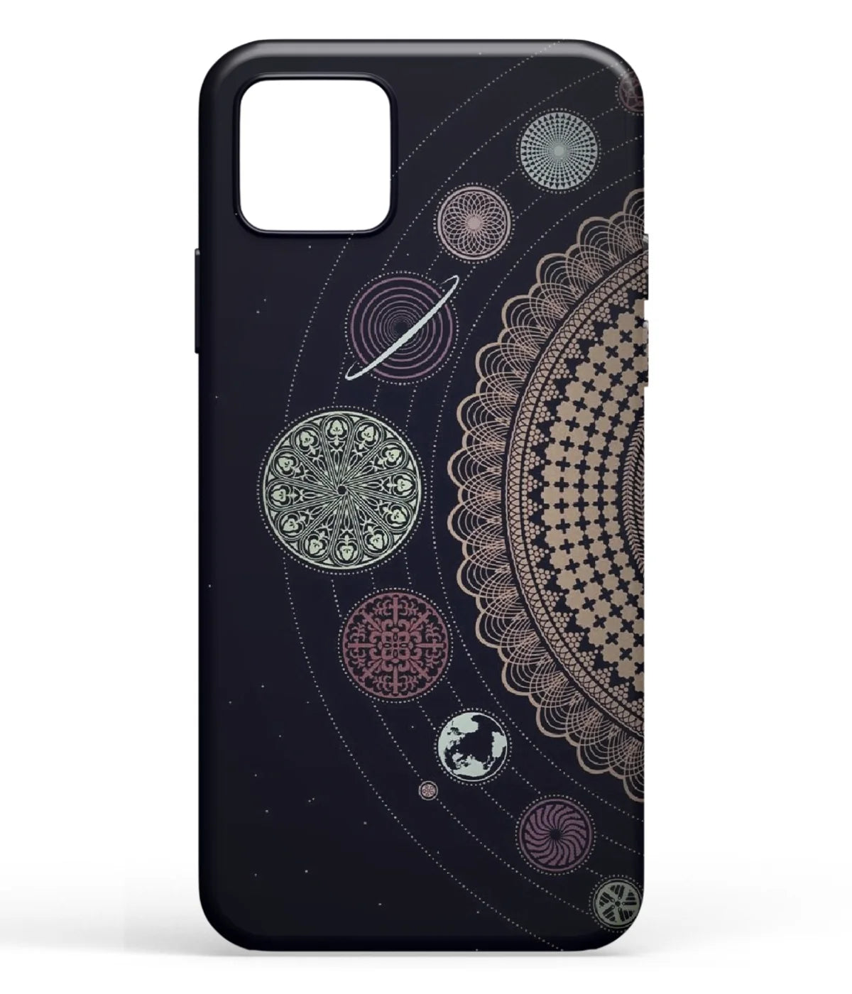 A front-on view of soft silicone phone case with a colorful design.