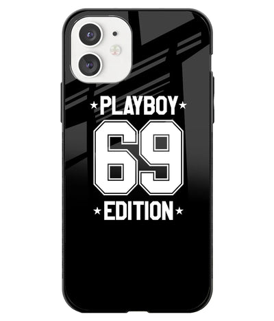 A front-on view of a glass phone case with a colorful design.