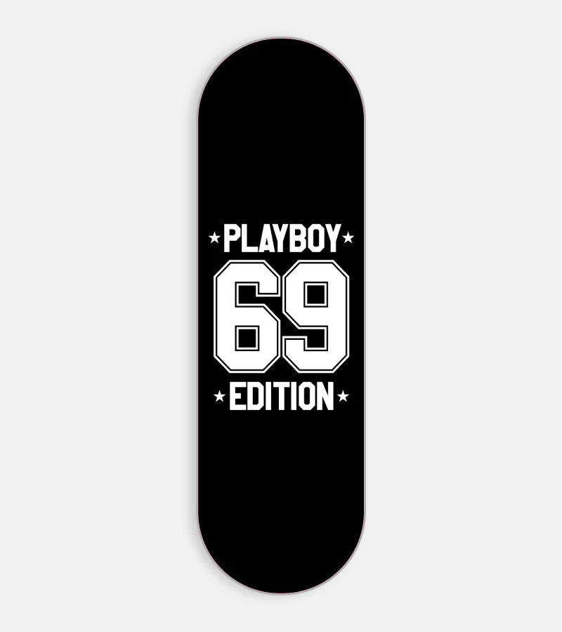 Mobile phone grip slider with a colorful design on a white background