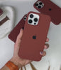 A video showing a 360-degree view and a close-up of the iPhone brown liquid silicone case