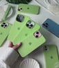 A video showing a 360-degree view and a close-up of the iPhone pistachio green liquid silicone case