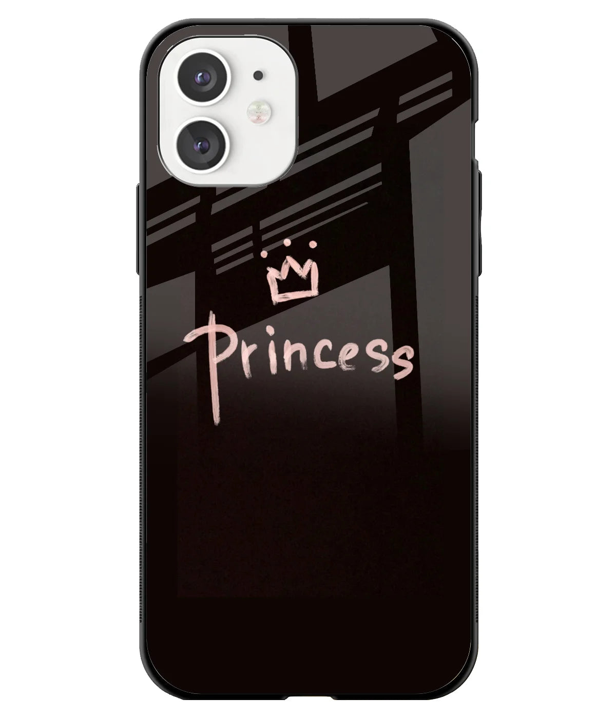 A front-on view of a glass phone case with a colorful design.