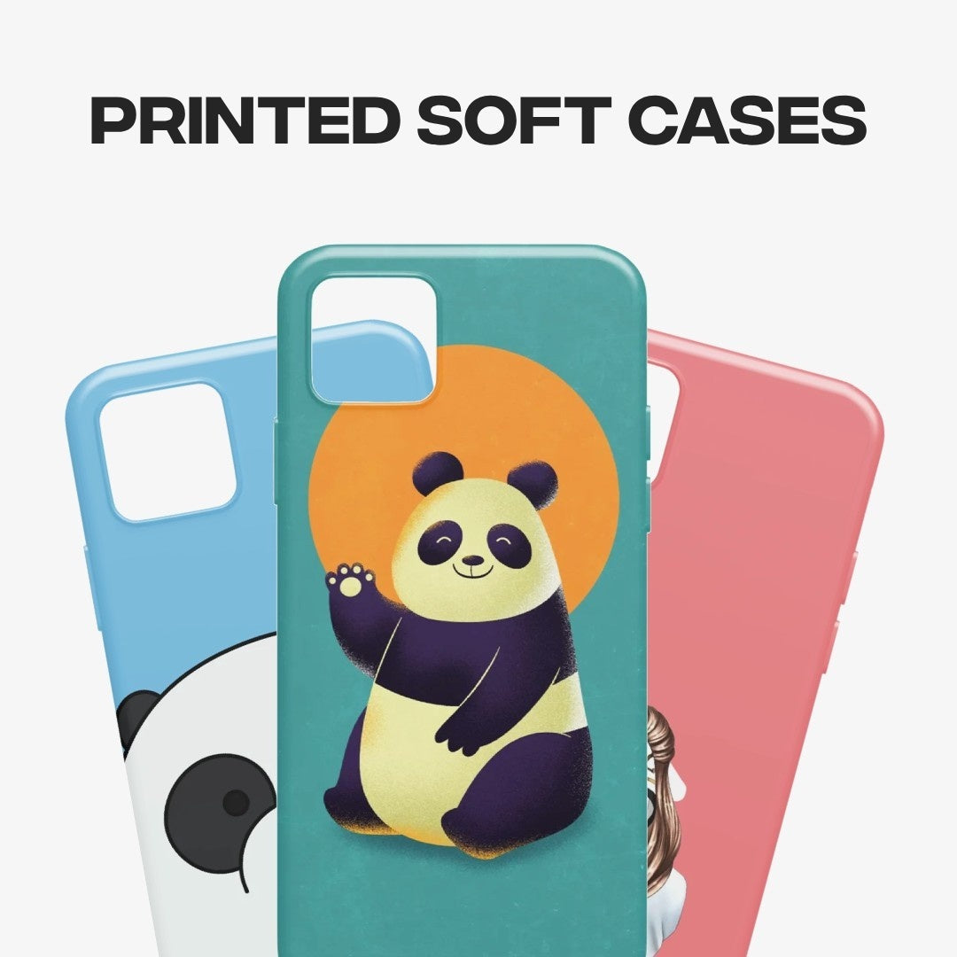 Promotional banner showcasing Printed Soft Cases with the text "Printed Soft Cases".