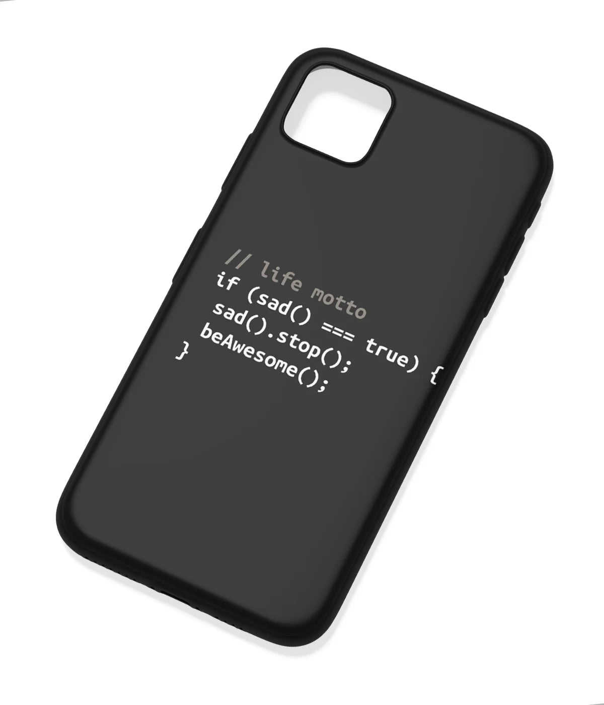 An angled view of a soft silicone case featuring a colorful design.