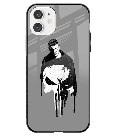 A front-on view of a glass phone case with a colorful design.